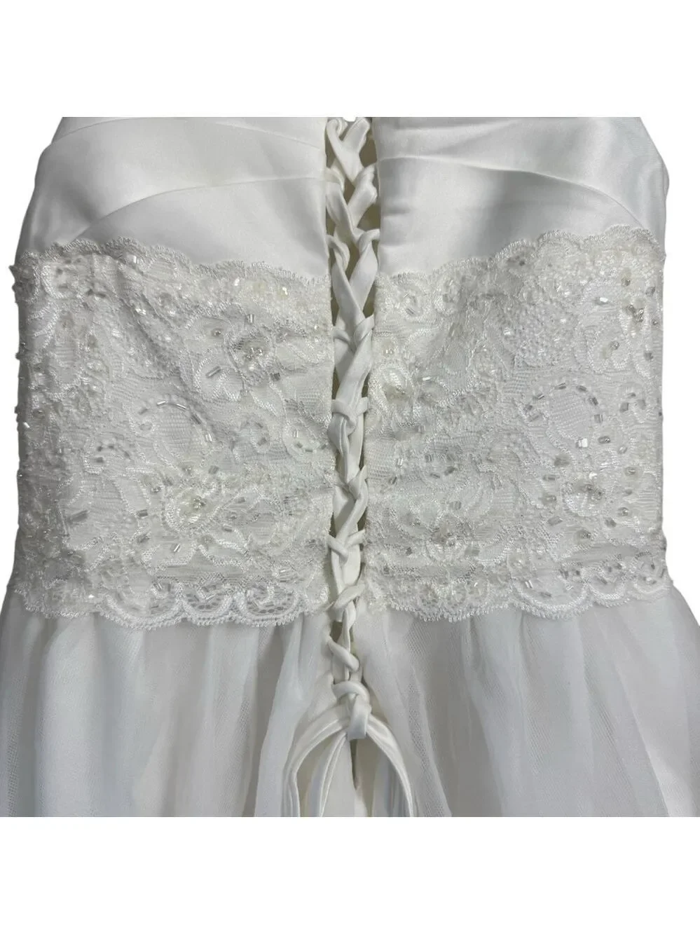 Mary's Bridals Flower Girl Dress White Lace Up Back Size 6